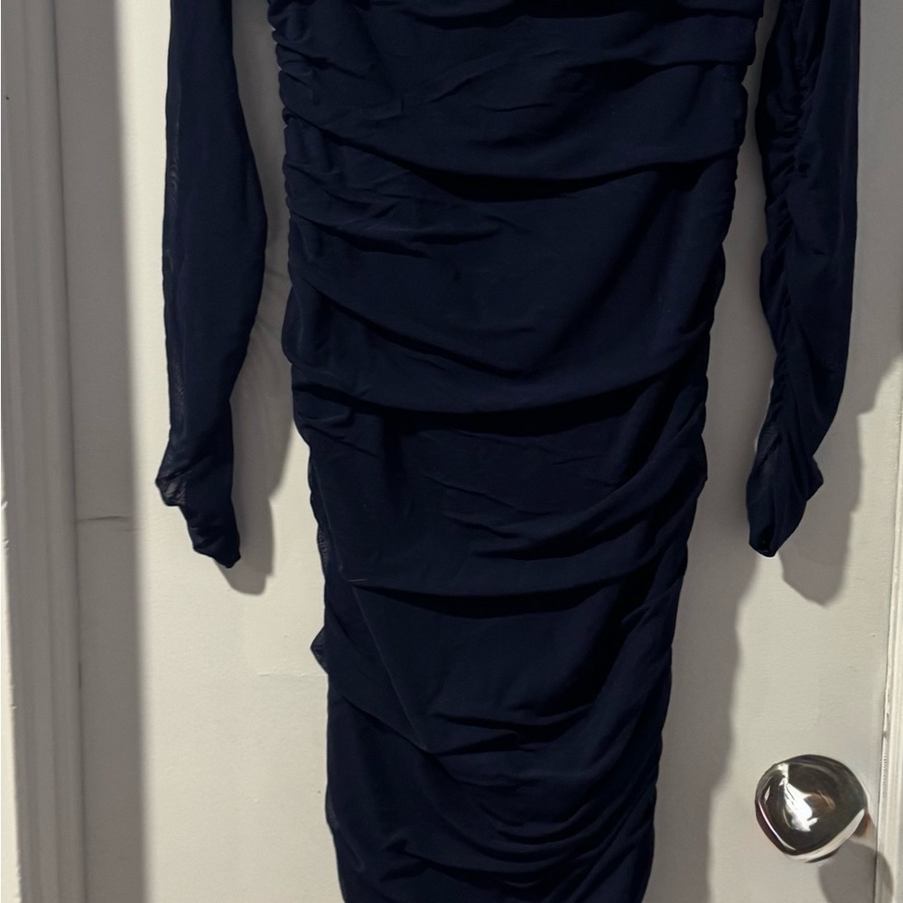 Elegant Blue Maternity Ruched Dress